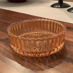 Vintage Amber iridescent carnival glass dish